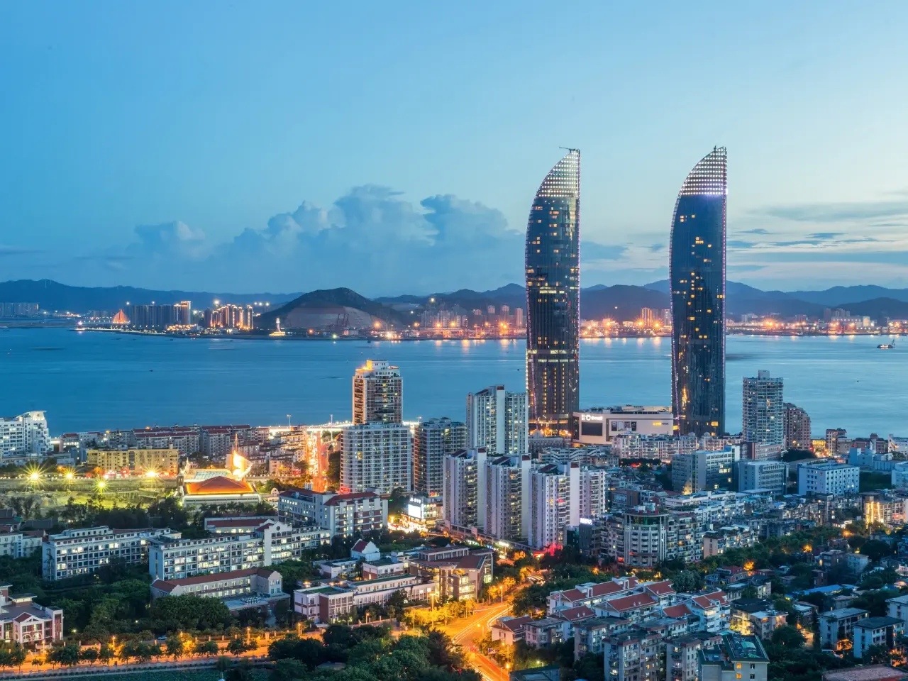 City skyline representing regional markets where Mandarin or Cantonese is used.