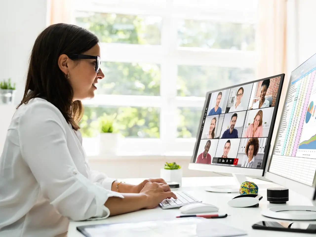 Video call with captions displayed for accessibility.