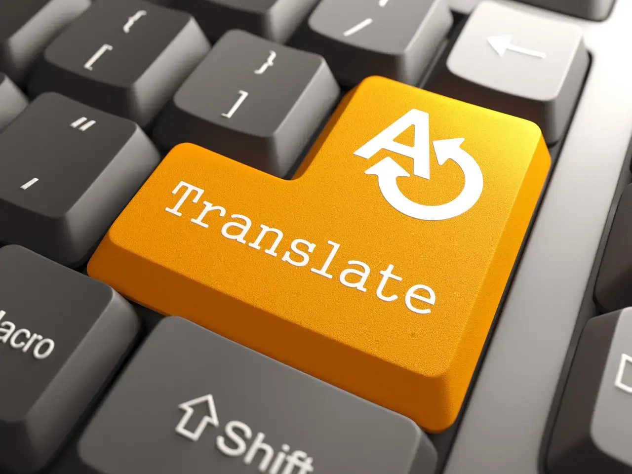 Translate key on a keyboard representing automated and AI-based translation tools.