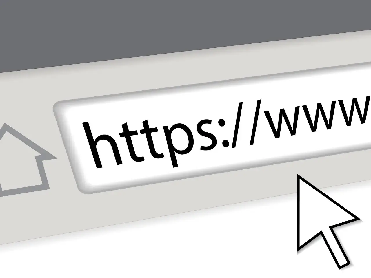Browser bar with an https URL, representing proper URL structures, hreflang setup, and multilingual SEO.