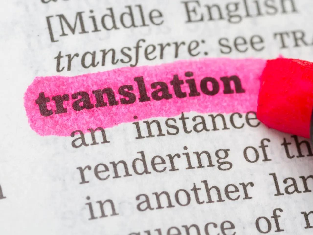 Highlighted dictionary entry showing the core meaning and purpose of translation.