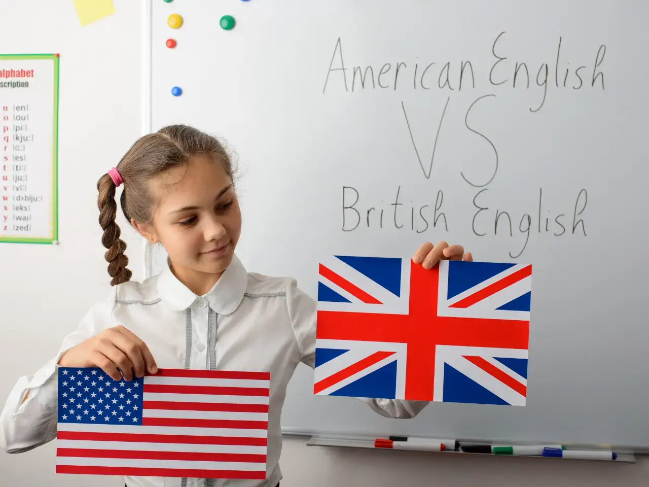 Student comparing American English and British English differences.