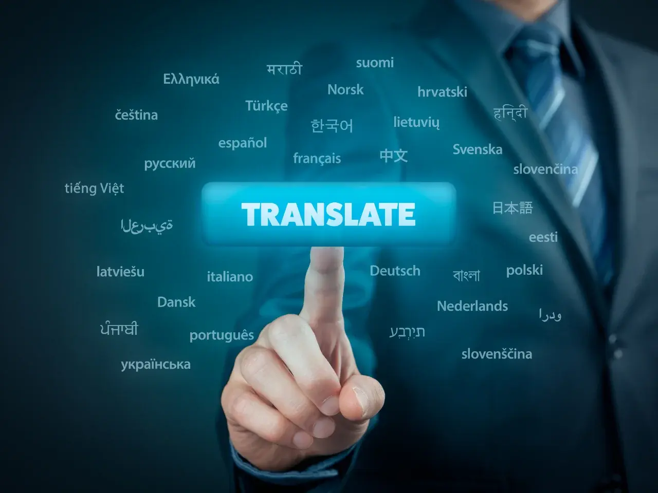 AI translation platform automatically translates multilingual business content.