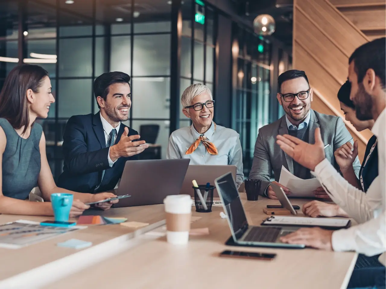 Team collaboration on business strategy across international markets