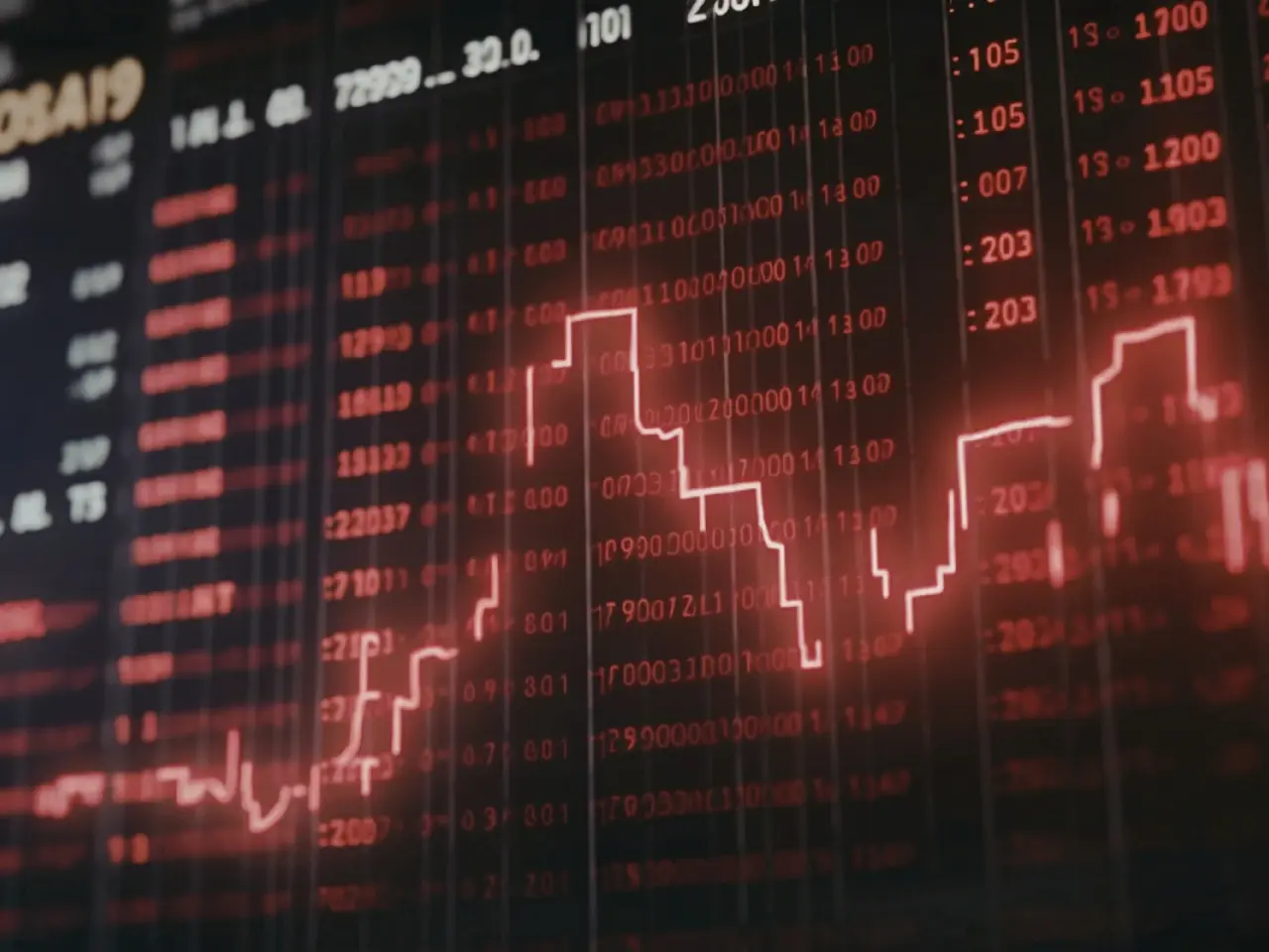 Stock market chart showing global business performance trends.