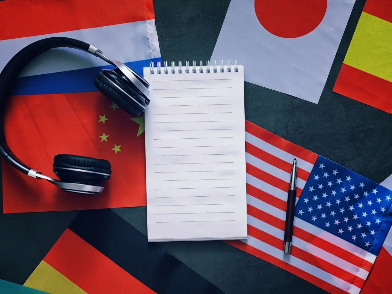 Multiple languages representing professional translation work.