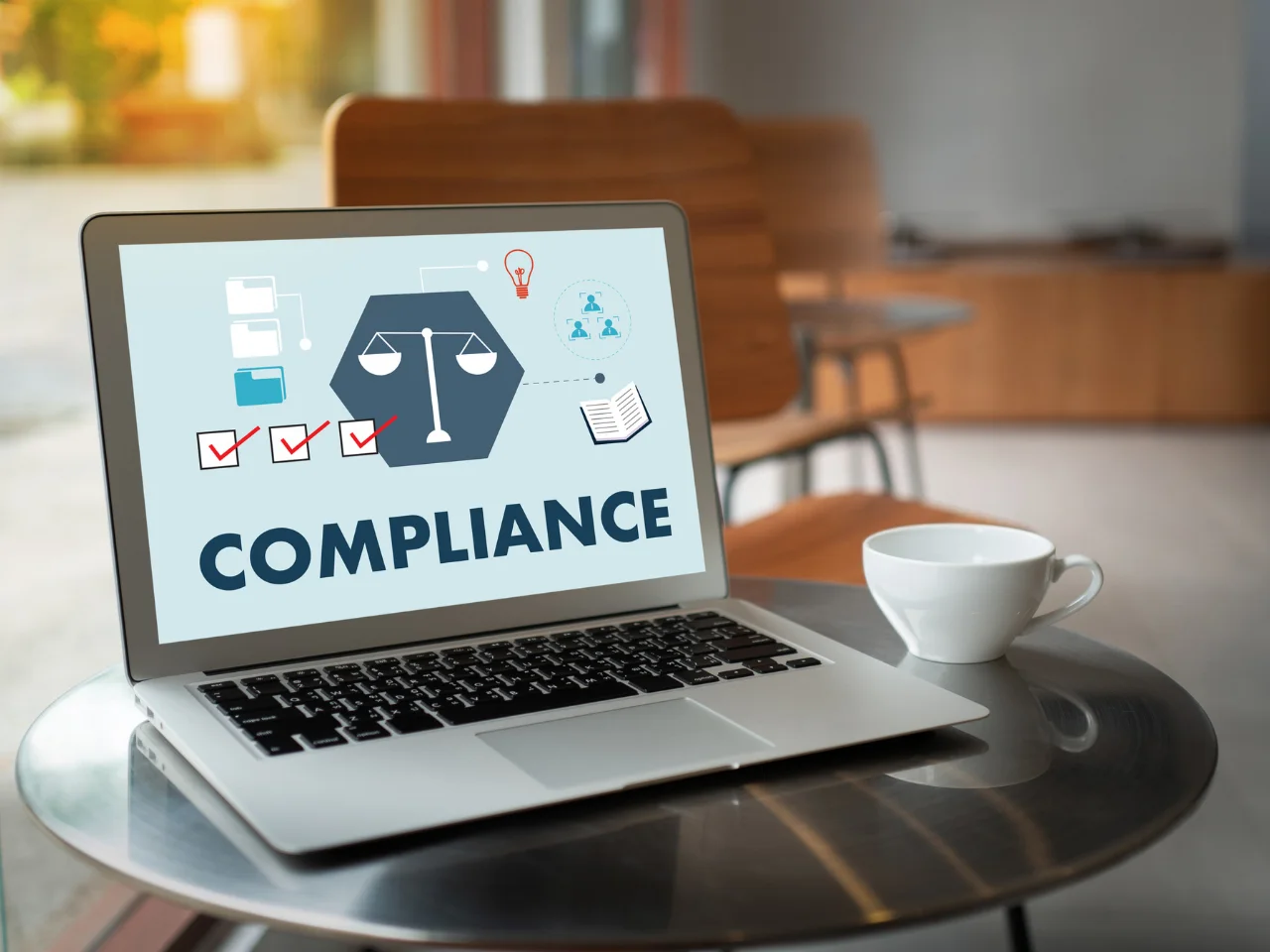 Business compliance checklist on a laptop illustrating CASL compliance requirements for Canadian email marketing.