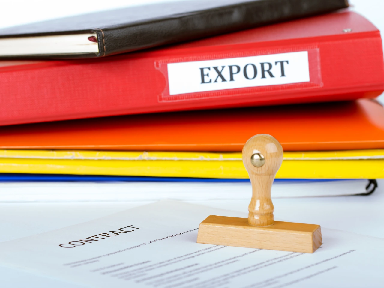 Export documents organized for international shipments to the European Union.