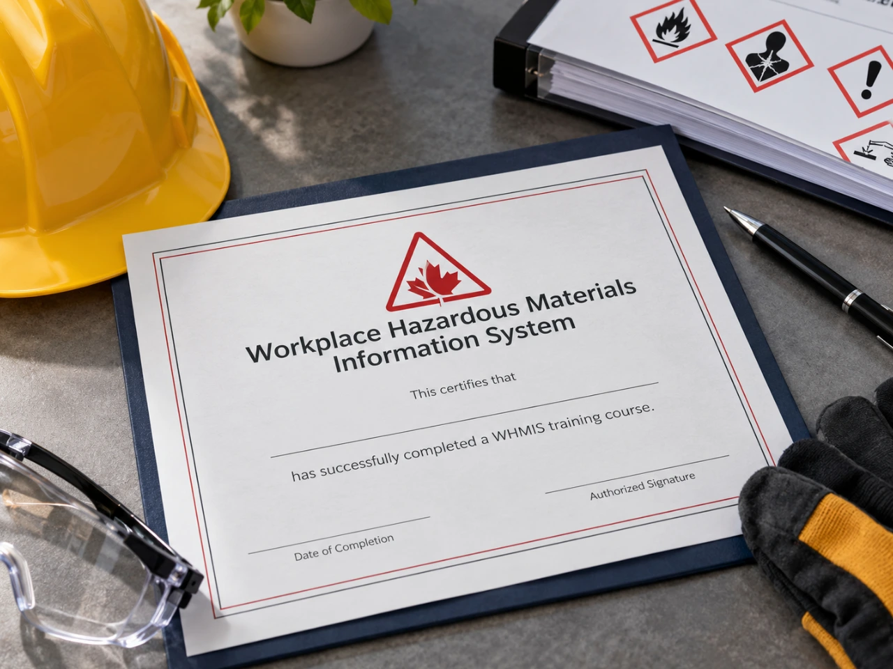 WHMIS training certificate representing workplace hazardous materials.