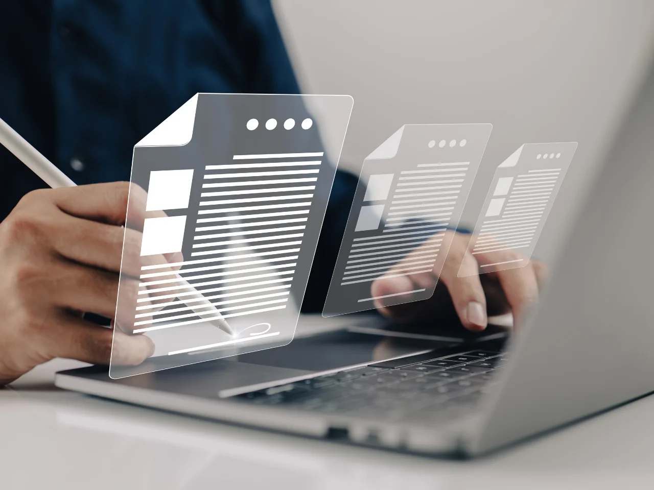 Employer reviewing digital documents for an LMIA application.