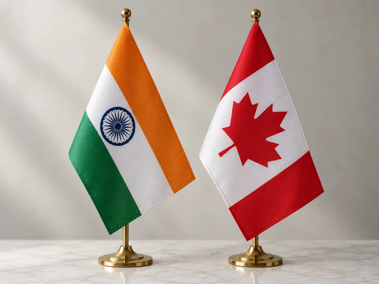 Indian and Canadian flags representing bilateral merchandise trade.