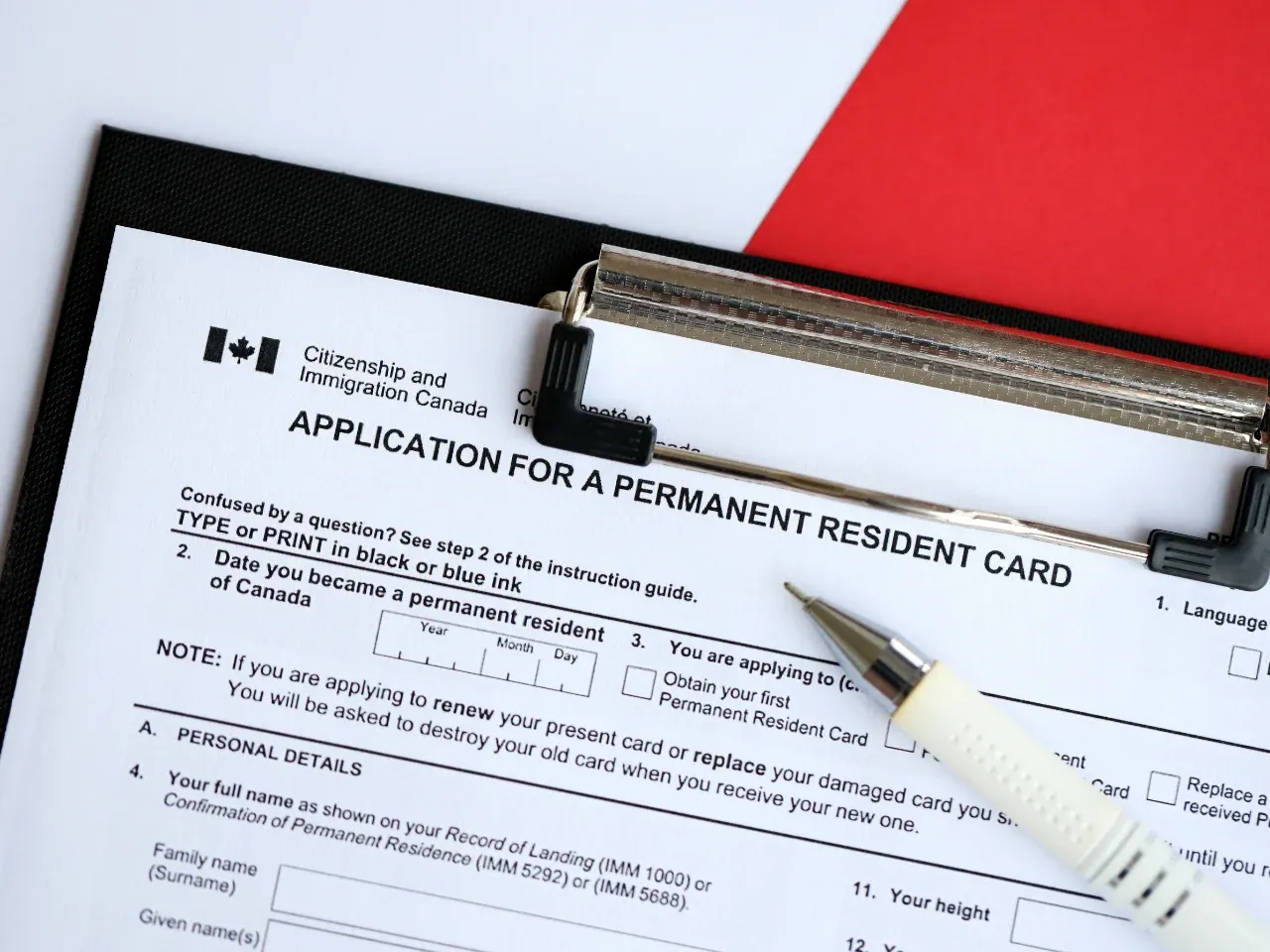 Canadian permanent resident application form representing Canadian residency and tax residency documentation.
