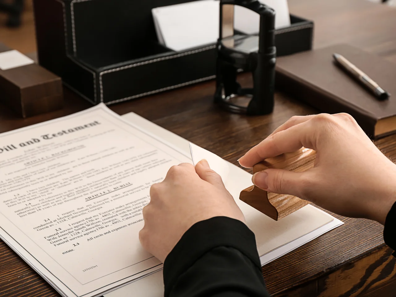 Legal document undergoing authentication and legalization for acceptance abroad.