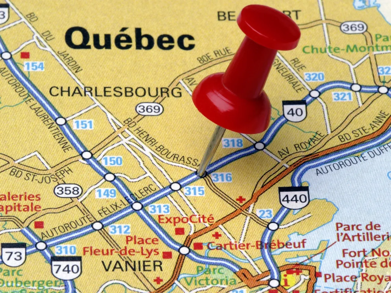 Map of Quebec highlighting the province affected by Bill 101.