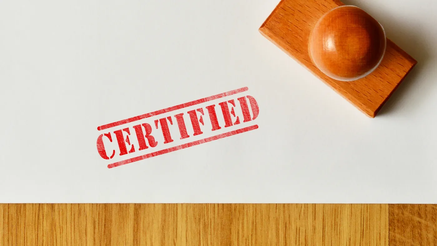 Certified stamp representing an officially certified copy of a document